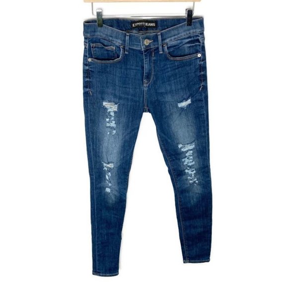 Express Distressed Skinny Jeans